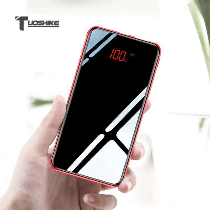 

10000mAh Power Bank LED Display Mirror Screen External Battery for iPhone XS MAX Samsung Xiaomi Dual USB Port Powerbank
