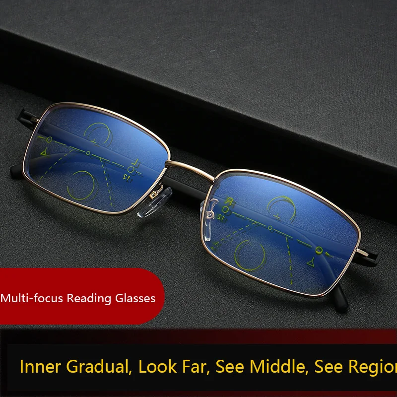 Ультралегкие ретро очки для чтения с несколькими фокусами для мужчин и женщин, анти-Синие лучи, диоптрийные, Мультифокальные, дальнозоркие очки, Анти-усталость