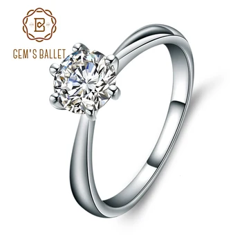 

Gem's Ballet Lovely White Simulant Diamond Solitaire Engagement Ring 925 Sterling Silver Wedding Band Ring Jewelry For Women