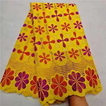 

2019 New Design African 100% Cotton Lace Fabric Latest Mesh Swiss Voile Lace Fabric Embroidery Laces For Wedding Dress ycg82-716