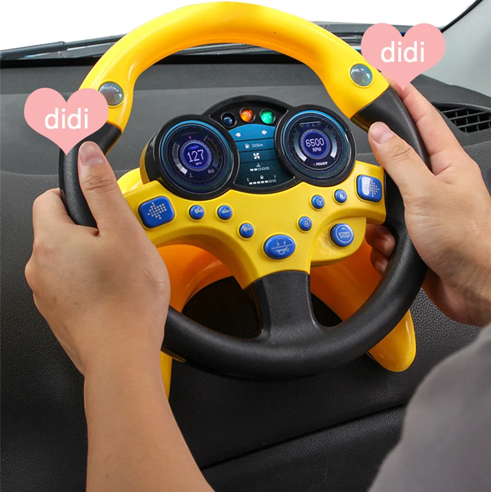 Simulation Small Steering Wheel Driver Sound Light Battery Operated Electonic Educational Toys Kids Pretend Toy#2676