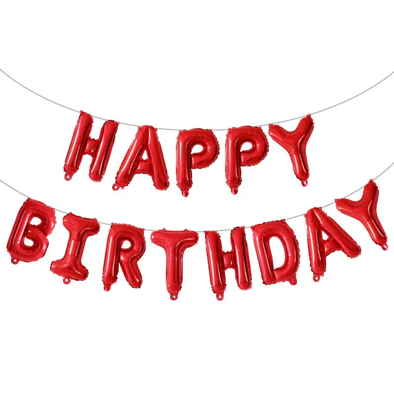 Набор воздушных шаров с английскими буквами и надписью «Happy birthday» из фольги розового золота, вечерние воздушные шары с гелием для вечеринки на день рождения, декоративные воздушные шары от поставщика - Цвет: red