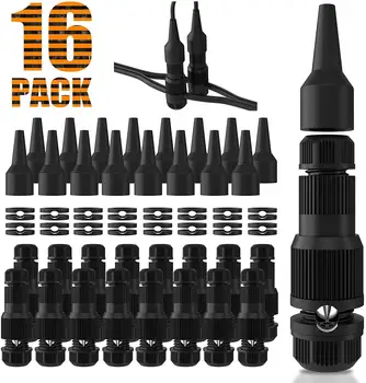 

Low Voltage Wire Connector-16 Pack IP68 Waterproof Landscape Lighting Connector-Reusable Low Voltage Connector Fireproof T-tap