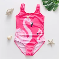 2-14 Years Girls Swimsuit  2021 New One Piece Swimwear Flamingo Ruffle Style Children's Swimwear Unicorn One Piece Swimsuit 3