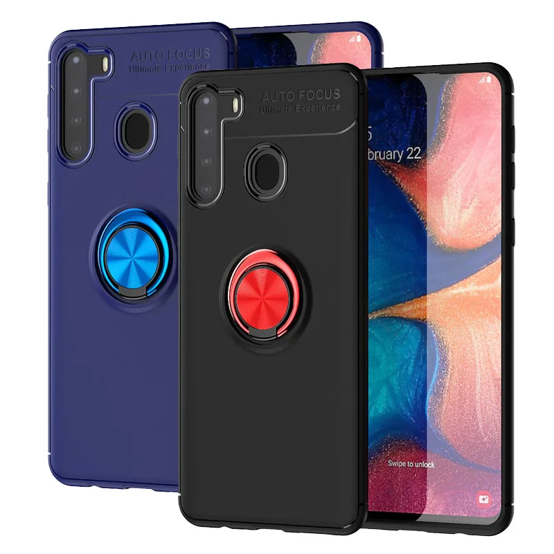 

For SamSung Galaxy A21 Case fashion Rotation Ring Car bracket shockproof Frosted non-slip Phone Case For SamSung A21 A215 Cover
