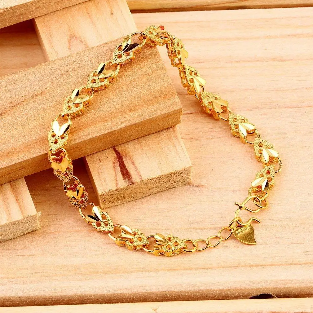 

Vacuum Plating 24K Gold Angel Heart Bracelet Emulational Jewelry