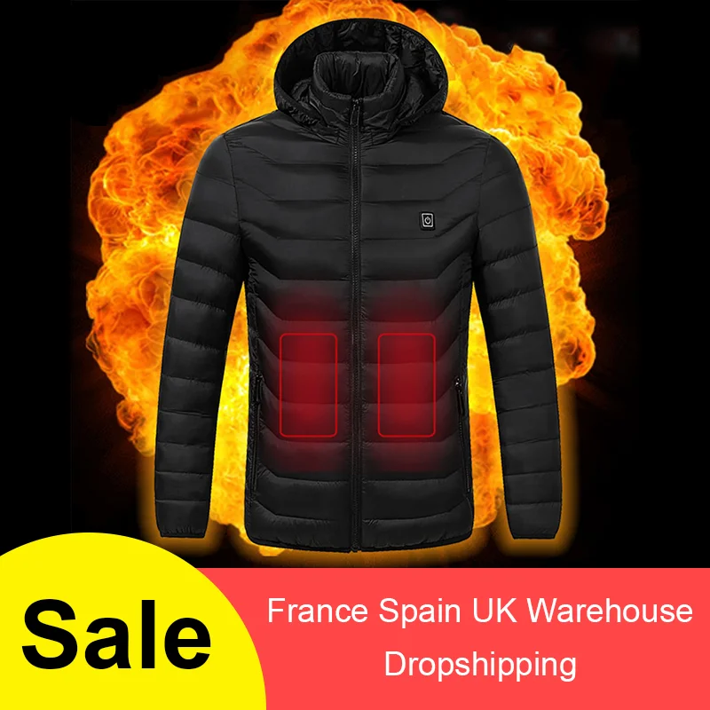 

8 Areas Men Women Heated Jackets Outdoor Vest Coat USB Electric Long Sleeves Heating Hooded Jackets Warm Winter Thermal Clothin