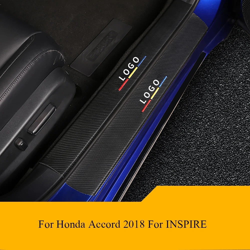 

Car Door Sill Sticker Carbon Fiber Leather Threshold Anti-scratch Pedal Decoration Accessories For Honda Accord 2018 For INSPIRE