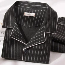 

100% Cotton Pijama for Men 2 Pieces Sleepwear Pyjama Vertical Plaid Spring Bedgown Home Clothes Man PJs Pure Cotton Pajamas Sets