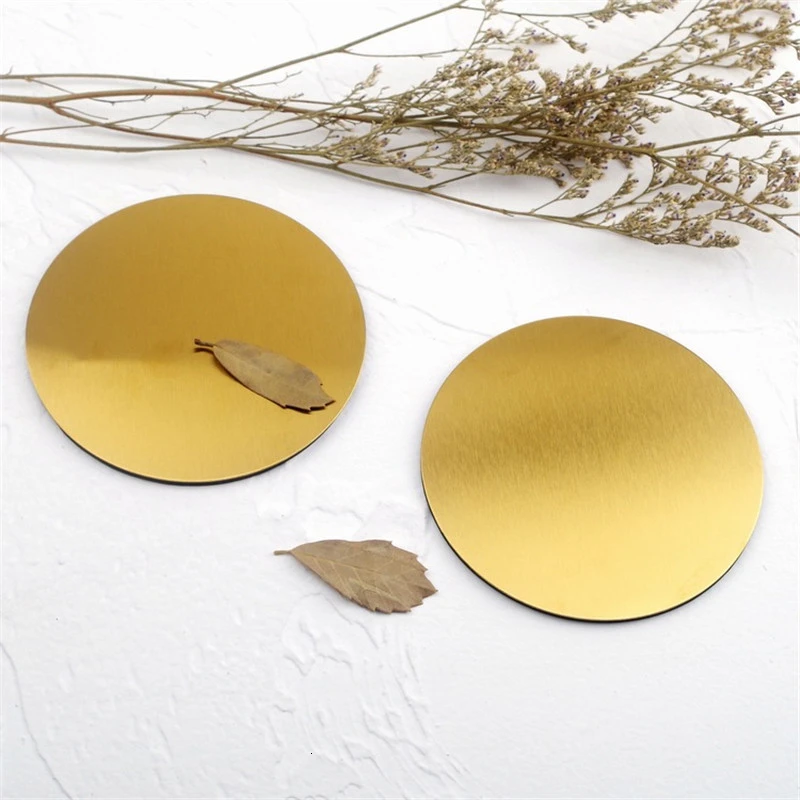 Soffe Ins Style Gold-plated Titanium Stainless Steel Cup Pad Suitable For Coffee Cup European Non-slip Heat Insulation Mat Soffe Ins Style Gold-plated Titanium Stainless Steel Cup Pad Suitable For Coffee Cup European Non-slip Heat Insulation Mat