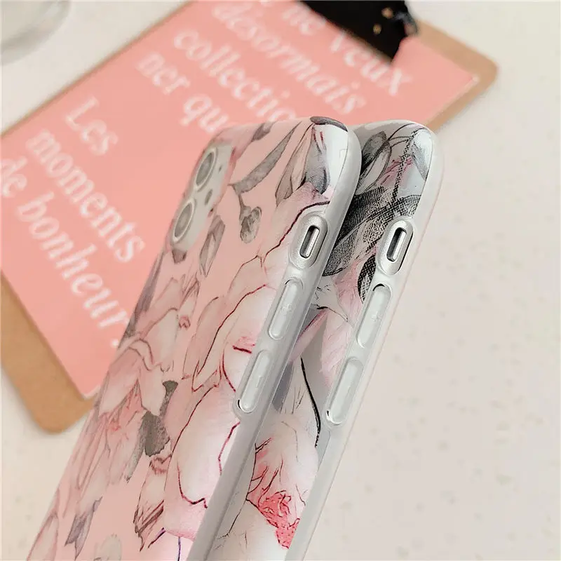 Мягкий чехол с цветочным рисунком для iPhone 11Pro Max XR XS X 7 8 6 6S Plus задняя крышка в стиле