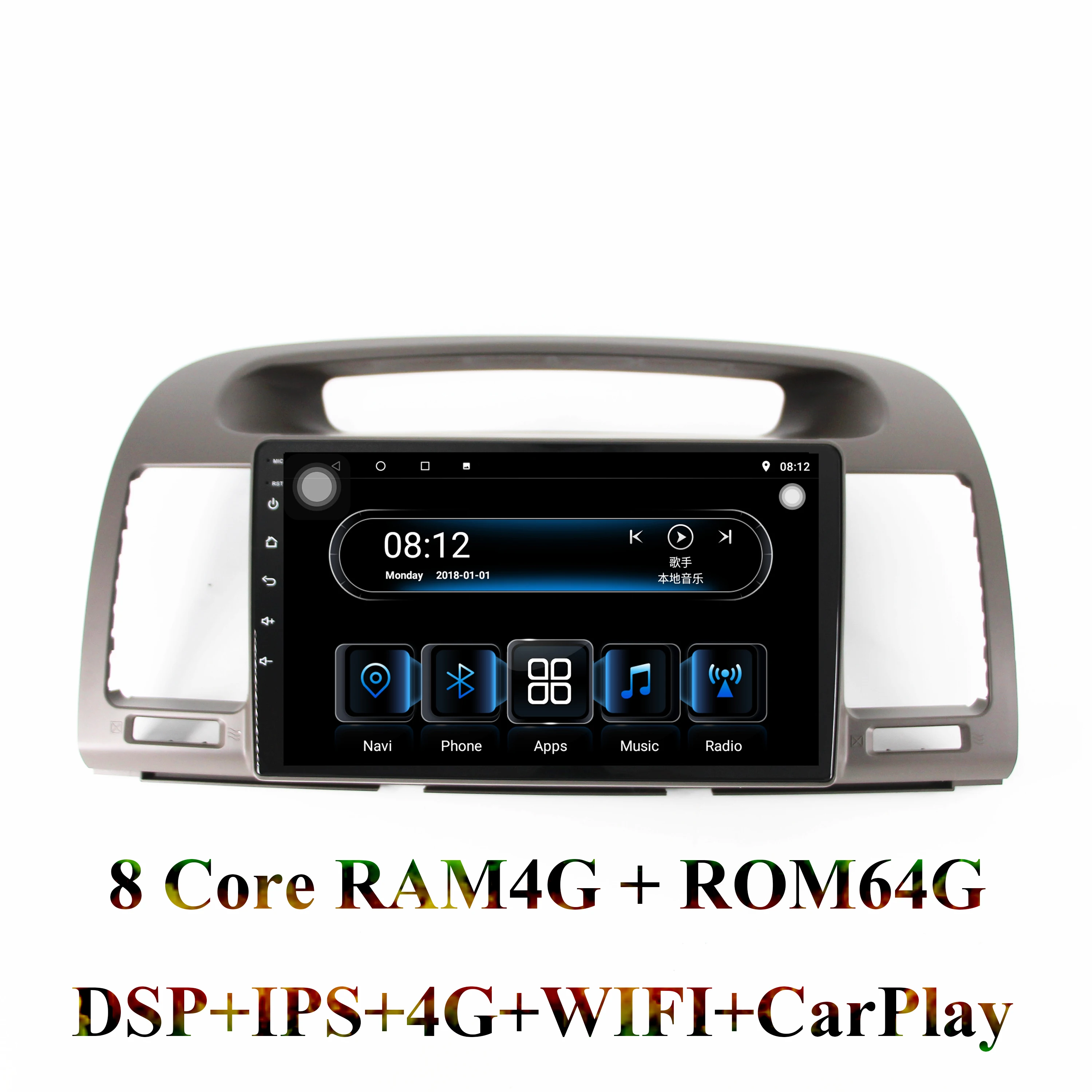 1din IPS автомобильное стерео радио 8 ядер RAM4G + ROM32G мультимедийный плеер для Toyota Camry