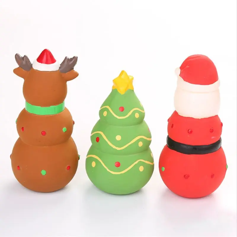 

New Pet Dog Latex Toys Christmas Tree Santa Claus Style Dogs Biting Sound Toy U90A
