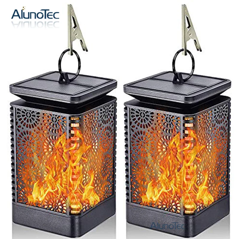 

2 Pack Solar Lantern Lights Dancing Flame Waterproof Outdoor Hanging Powered Umbrella LED Night Lamp Landscape Garden Decoration