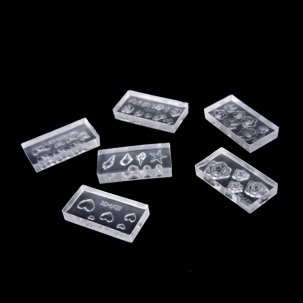 AACAR 6 шт./партия смешанный дизайн DIY 3D набор шаблонов для дизайна ногтей акриловая Форма набор инструмент для украшения маникюра шаблоны инструменты для дизайна ногтей