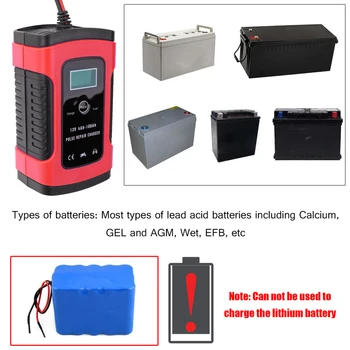 

12V 6A LCD Smart Fast Car Battery Charger for Auto Motorcycle Lead-Acid AGM GEL Batteries Intelligent Charging 12 V Volt 6 A