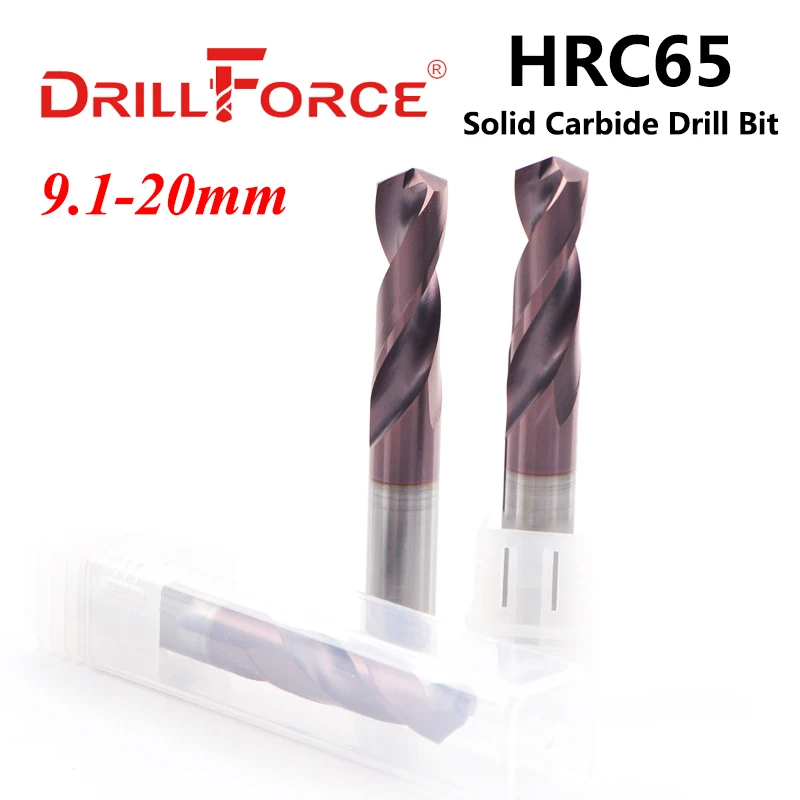 Drillforce 1PC Dia. 9.1 20.0mm HRC65 Tungsten Solid Carbide Drill Bits