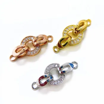 

Copper Clasps 18K Gold plated DIY Pearls Jewelry Fittings Fastener Connector Clasps For DIY Gems Pearls Necklace Bracelet Clasp