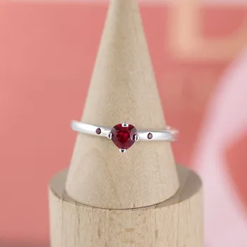 

Free Shipping Real 925 Sterling Silver Ring You And I Red Heart Zircon Ring For Women's Gift Banquet Jewelry