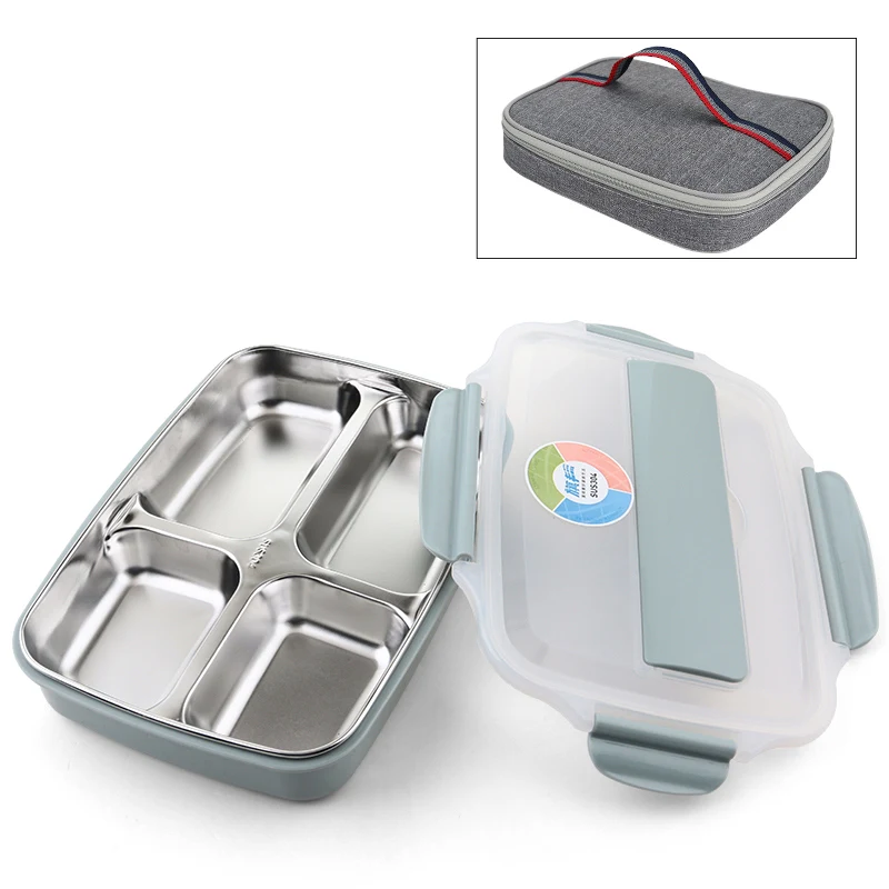 

304 Stainless Steel Bento Box Japan Style Portable With Compartments Lunch Box Thermal Office School Food Container Leak-proof