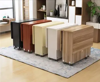 

Folding table small flat rectangular round simple and easy multi-functional retractable movable dining table 4 people 6 people