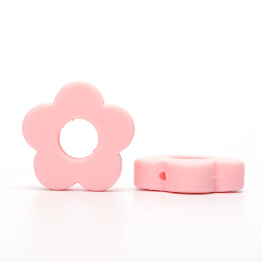 Flower Quartz Pink 5 шт., силиконовые бусины в виде медведя, панды, утки, коалы, перле, Мультяшные силиконовые коралловые бусины в виде животных, детские товары для прорезывания зубов - Цвет: Flower Quartz Pink