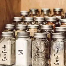144/276Pcs Self-Adhesive Labels Preprinted Seasoning Herbs Script Spice Jar Labels Decals Waterproof Round Chalkboard Stickers
