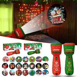 Montessori Christmas Pattern Slideshows Projection Flashlight Kids Sleeping Story Book Torch Lamp for Children Educational Toys 