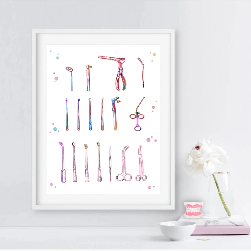 

Nordic Style Canvas Modern Printed Dental Tools Poster Home Decoration Painting Wall Art Simple Pictures For Living Room Modular