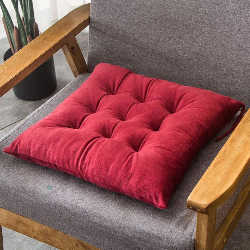 Хрустальная бархатная однотонная квадратная подушка Декоративные подушки для сидения напольный коврик офисный диван кресло автомобильное заднее сиденье Подушка-табурет - Цвет: Red