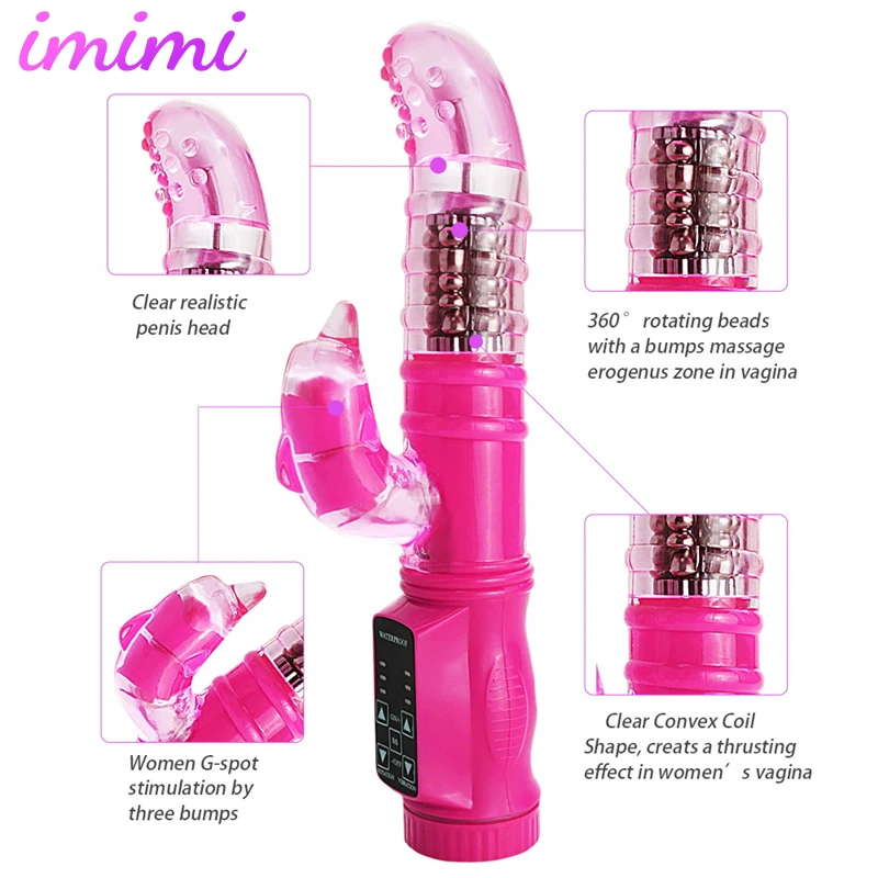 Rechargeable Double Rotator Vibrators Female Sexy Toys for Women Rabbit G-Spot Dildo Vibrator Clitoris Strapon Masturbator