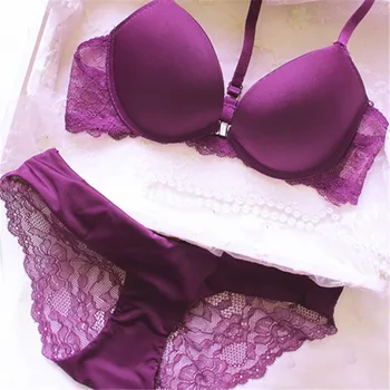

Women Bra Push Up Lolita Lingerie Underwear Sets Plus Size Women Underwire Seamless Bra and Panty Set Purple White Red Bras