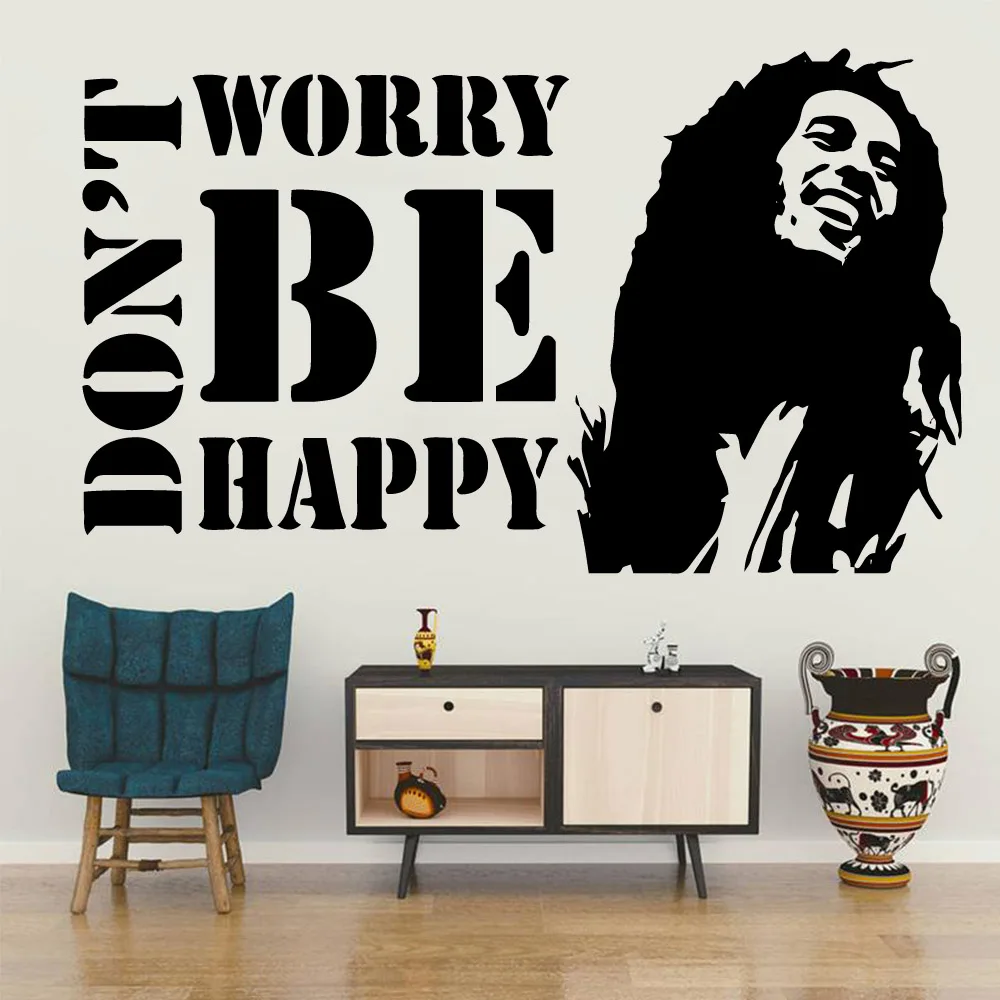 Colorful Soul Music Singer Bob Marley Removable Art Vinyl Wall Stickers For Kids Rooms Waterproof Wall Art Decal