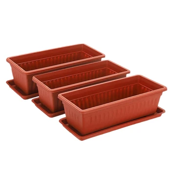 

3 Packs 19.6 Inches Flower Window Box Plastic Vegetable Planters for Windowsill, Patio, Garden, Home Decor, Porch
