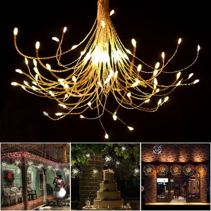 

120/180 LED Firework Light IP65 Waterproof 8 Functions Copper Wire Fairy LED String Lights for Holiday Wedding Party Decor