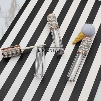 

100pcs Empty Transparent Lip Gloss Tubes Plastic Lip Balm Tube Lipstick Mini Sample Cosmetic Container With Silver Cap F3803