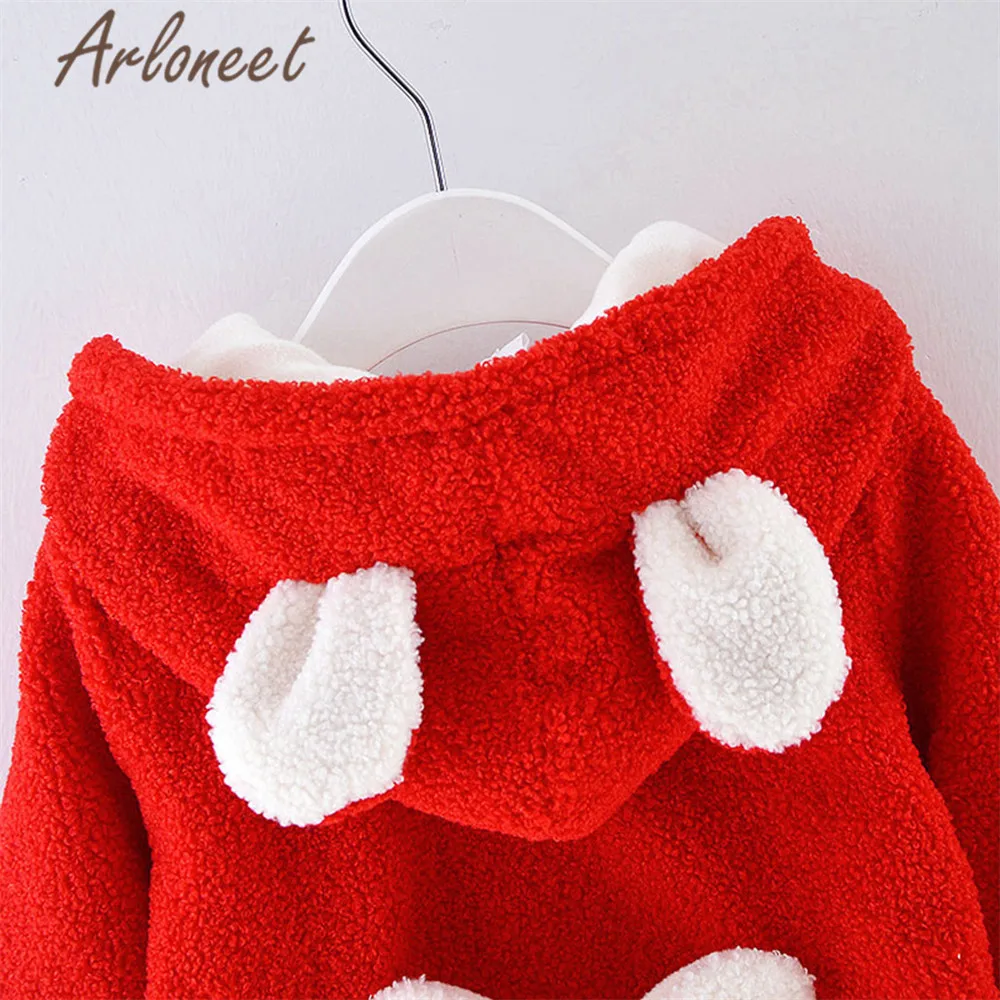 Одежда arloneet; зимнее плотное пальто для маленьких девочек; Верхняя одежда с капюшоном и длинными рукавами с рисунком кролика; хлопковая куртка; пальто для малышей; Верхняя одежда для девочек