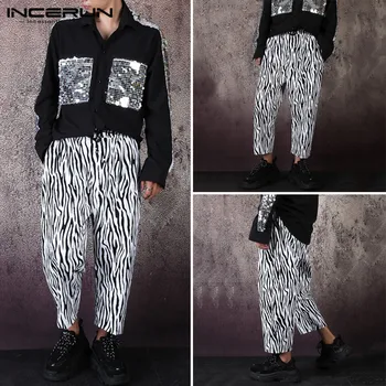 

INCERUN New Personality Joggers Men Pants Printed Baggy Casual Pantalon Chic Fashion Elastic Waist Streetwear Men Trousers S-5XL