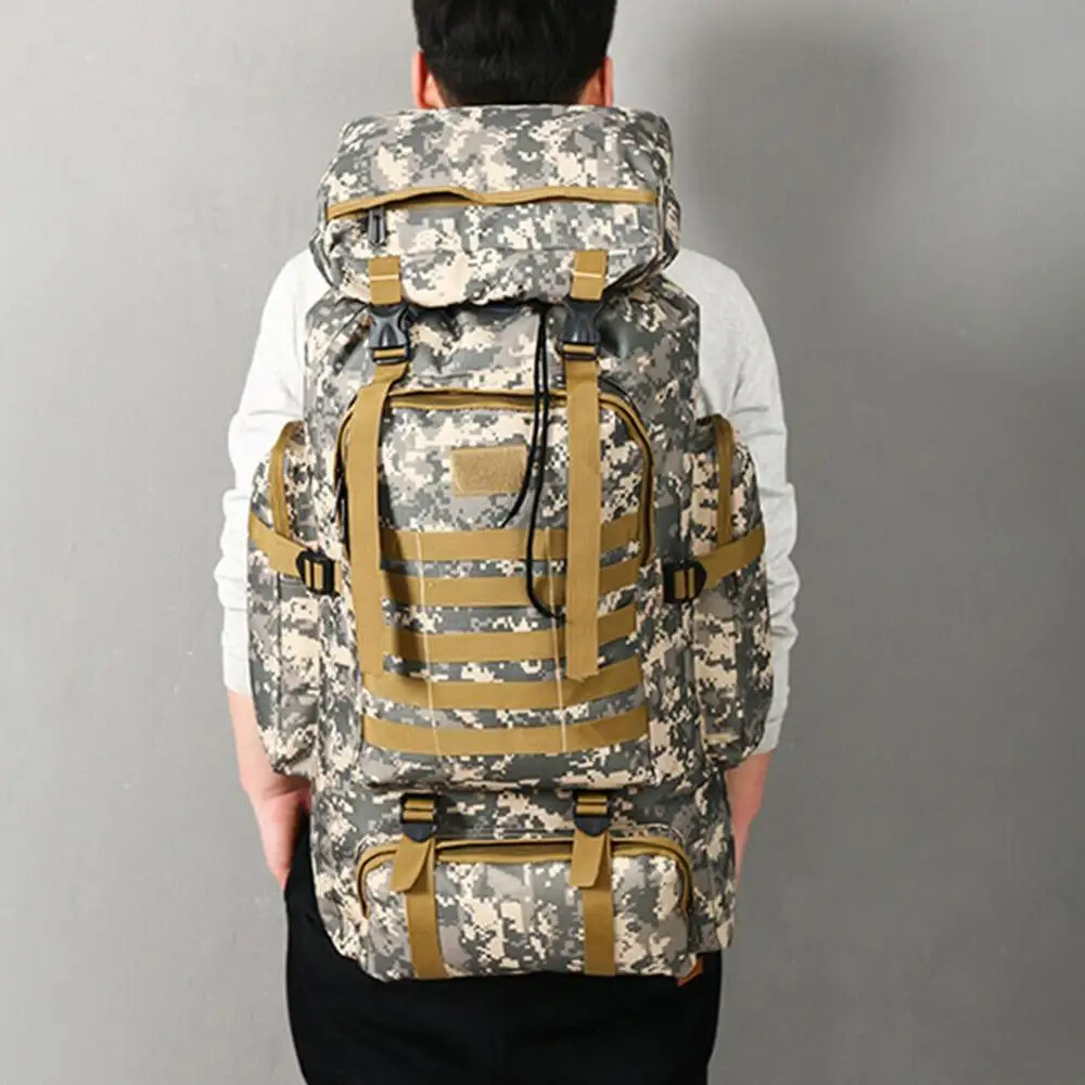 

Camouflage Backpack Hiking Camping Bag Army Military Tactical Trekking Rucksack Backpack Camo 80L