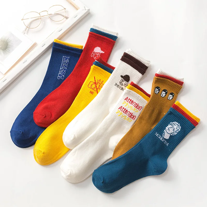

New Style Socks Women's Japanese-style Harajuku-Style Creative Street Sports Fashion Socks Spring Autumn Casual Cotton Socks