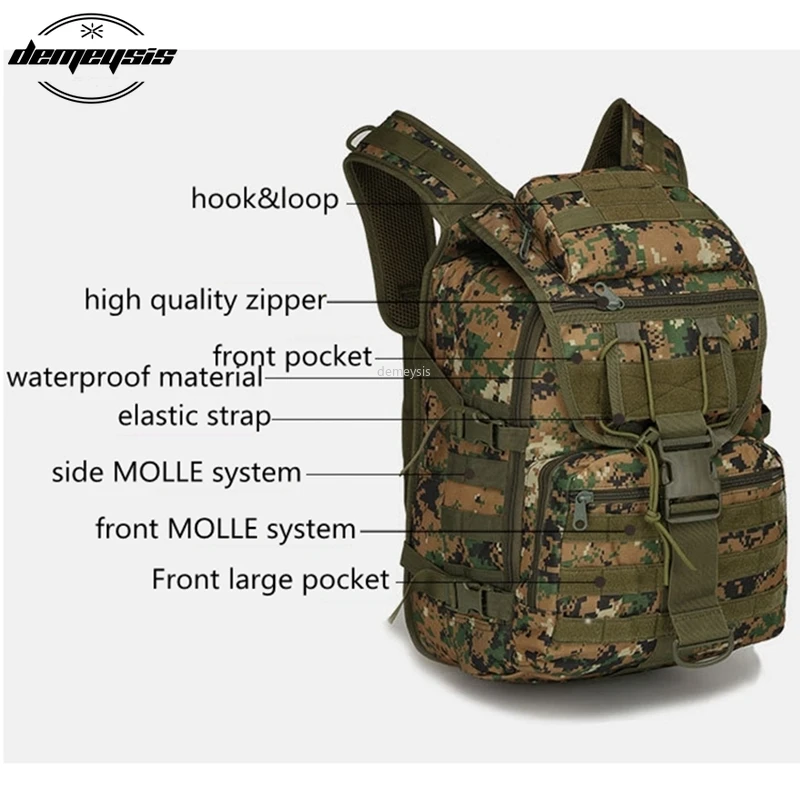 Large Tactical Men Backpack Waterproof Outdoor Sport Hiking Rucksack Camping Hunting 3D Military Bags