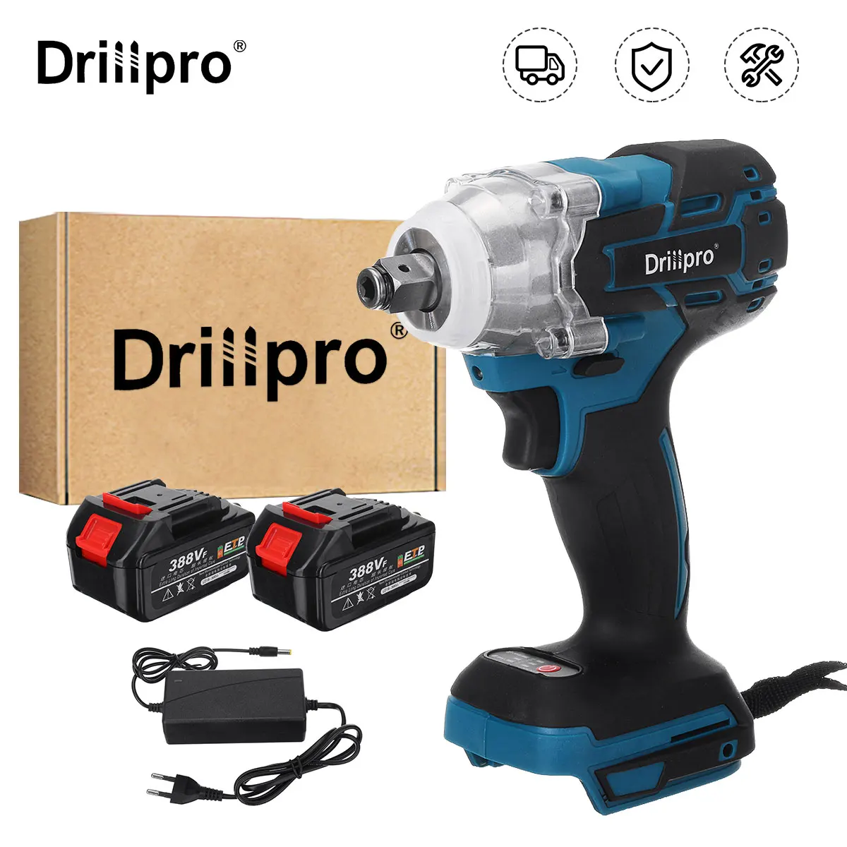 Беспроводной Электрический ударный гайковерт Drillpro 388VF 3000 Нм электроинструменты
