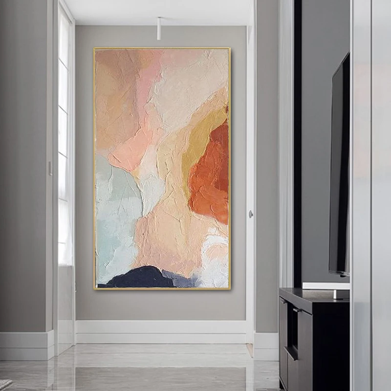

Painting On Canvas Large Wall Art Modern Home Decor Minimalist Art Textured Painting Pink Art Wall Decor Hand-Painted Abstract