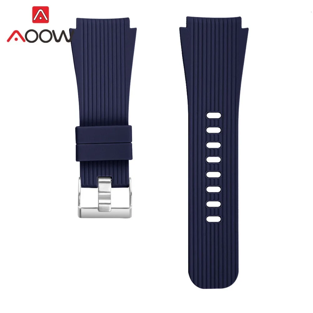 22 мм силиконовый ремешок для часов samsung Galaxy Watch 46 мм версия SM-R800 полосатый резиновый сменный Браслет ремешок серебристый