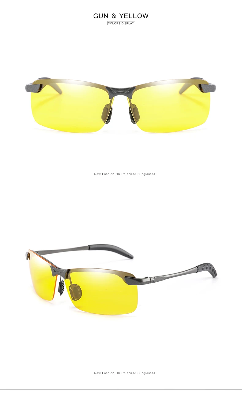 Квадратные поляризованные солнцезащитные очки Брендовые мужские классические водительские солнцезащитные очки Винтажные Солнцезащитные очки без оправы UV400 Солнцезащитные очки