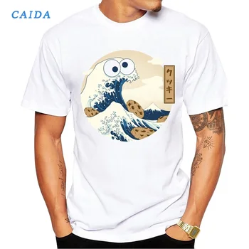 

CAIDA New Fashion Wave Men T-shirt Hipster Kanagawa Wave Printed T Shirts Short Sleeve O-neck Tops Cool Tees Cartoon Casual
