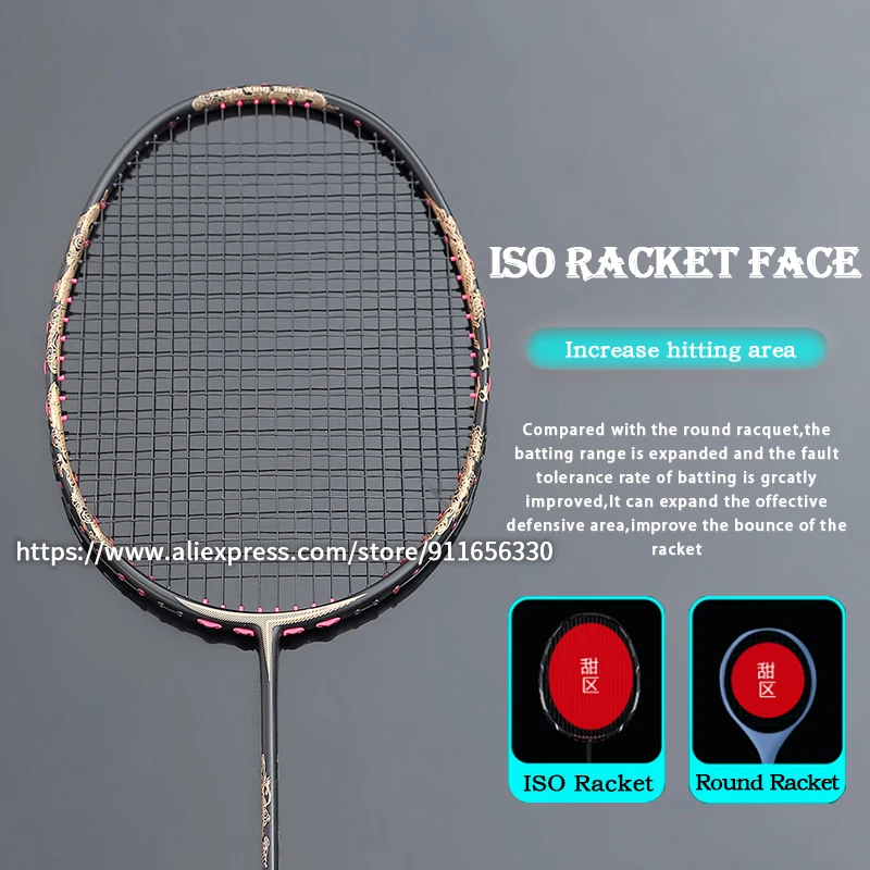 Super Light 10U 52G Carbon Fiber Badminton Rackets Strung Bags 22-30LBS Professional Training Racquet Speed Sports Adult