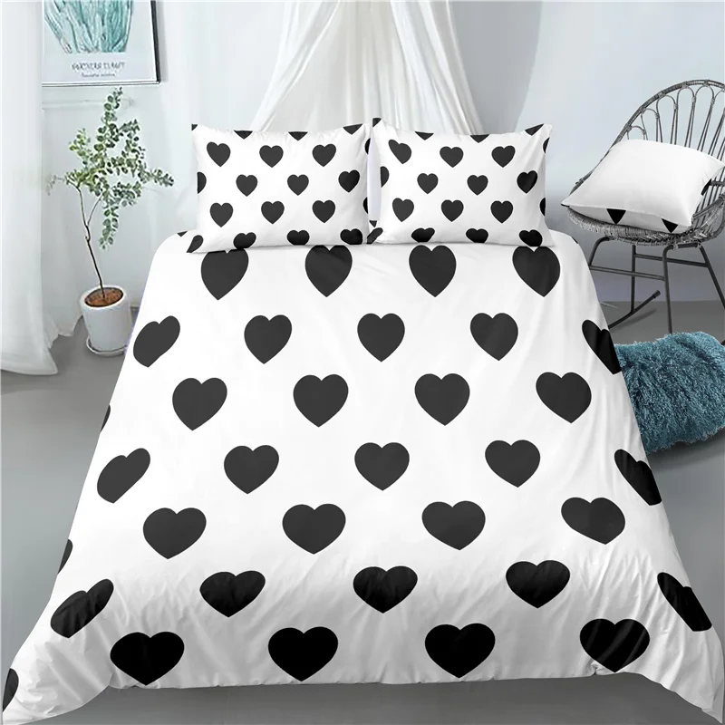 

Home Living Luxury 3D Black Hearts Print 2/3Pcs Comfortable Duvet Cover PillowCase Bedding Set Queen and King EU/US/AU Size