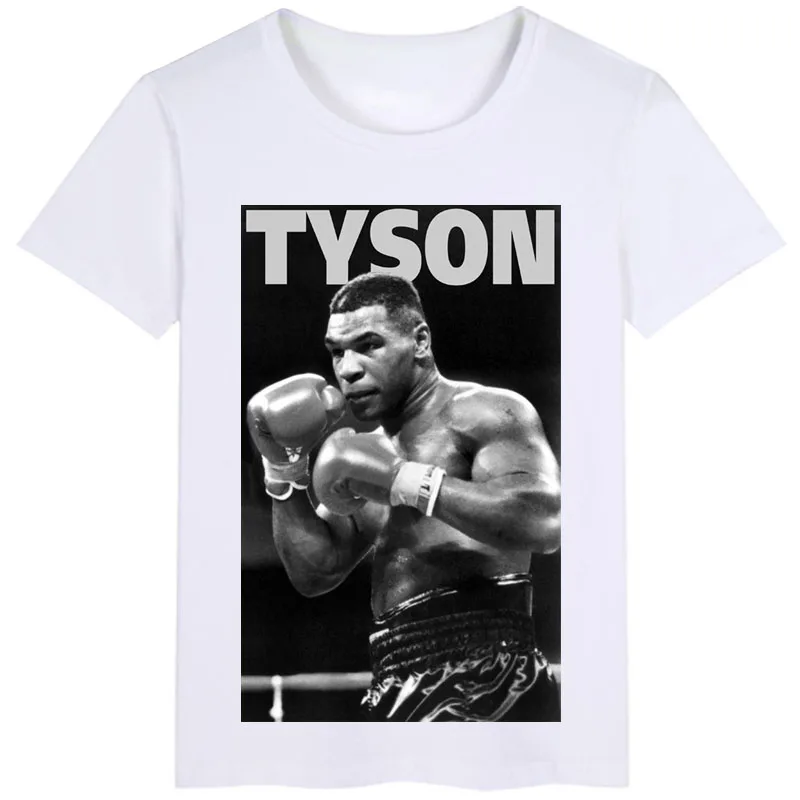Мужская и женская футболка с коротким рукавом для бокса принтом Tyson размер S