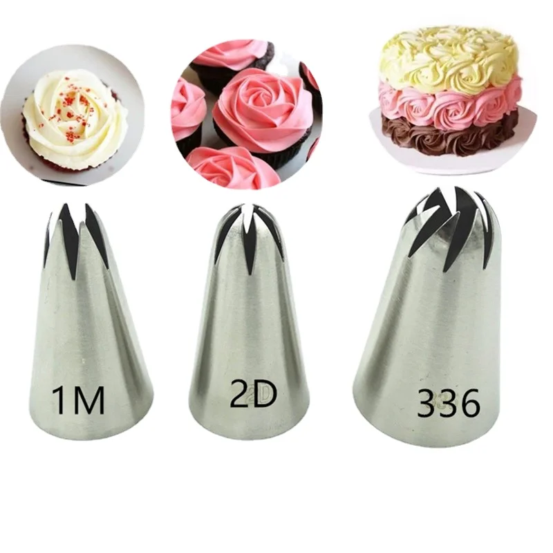 3pcs/set Rose Pastry Nozzles Cake Decorating Tools Flower Icing